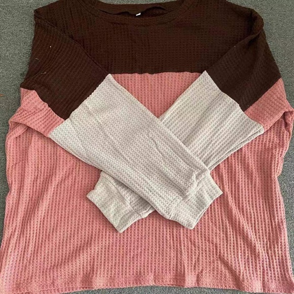 Two Tone Pink Waffle Top Most Comfortable Top Ever - Picture 4 of 6